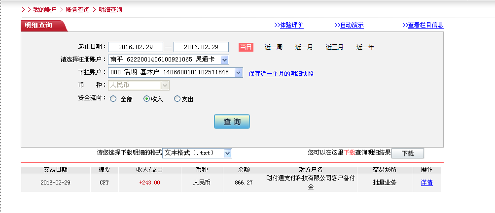 2月29日珠海客戶匯款243元至微信賬戶